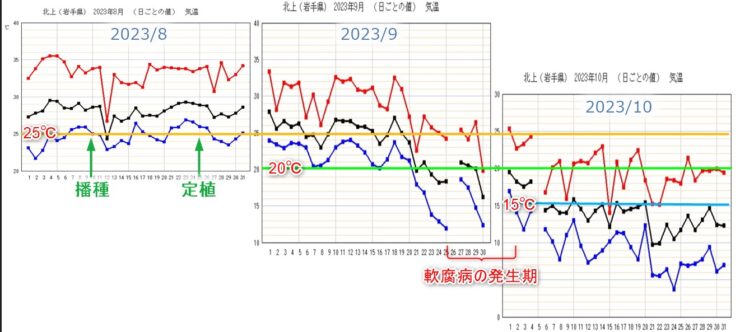 2023/8～10の気温グラフ
